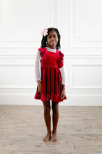 Load image into Gallery viewer, Pinny Dress in Ruby Velvet