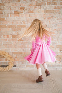 Gwendolyn Dress in Baby Pink Velvet