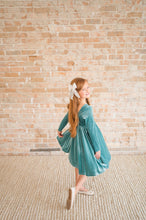 Load image into Gallery viewer, Gwendolyn Dress in Aspen Blue Velvet