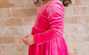 Gwendolyn Dress in Hot Pink Velvet