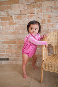 Leah Romper in Baby Pink Velvet