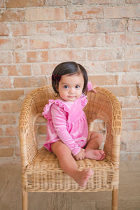 Leah Romper in Baby Pink Velvet