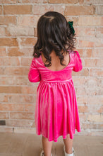 Load image into Gallery viewer, Gwendolyn Dress in Hot Pink Velvet