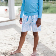 Load image into Gallery viewer, Boy Shorts in Blue Picnic | UPF 50
