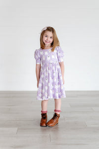 Puff Twirl Dress in Purple Girly Ghost