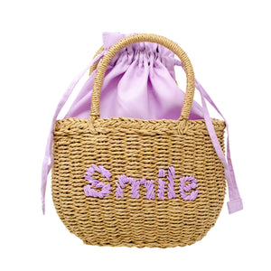 Wicker "Smile" Bag - Purple