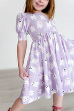 Load image into Gallery viewer, Puff Twirl Dress in Purple Girly Ghost