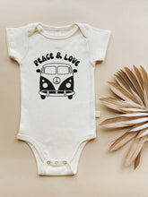 Load image into Gallery viewer, Vintage Peace &amp; Love Organic Baby Bodysuit
